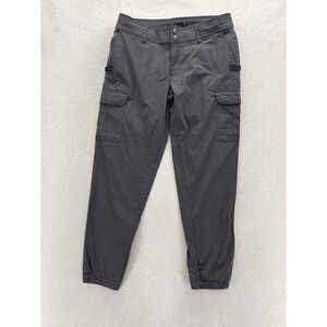 PrAna Cargo Jogger Pants Womens 12 Gray Nylon Stretch Cuffed Travel Hiking Trail